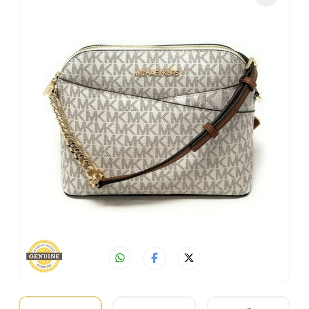 Michael Kors Jet Set Logo Crossbody Bag in Vanilla/Acorn - Picture 1 of 8